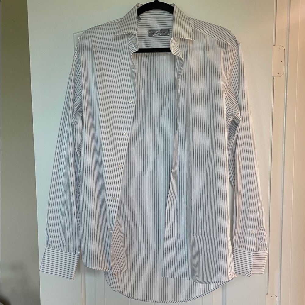 Classic White and Gray Striped Dress Shirt